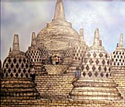 A contemporary Painting of the uppest Part of Borobodur | Image by Asienreisender